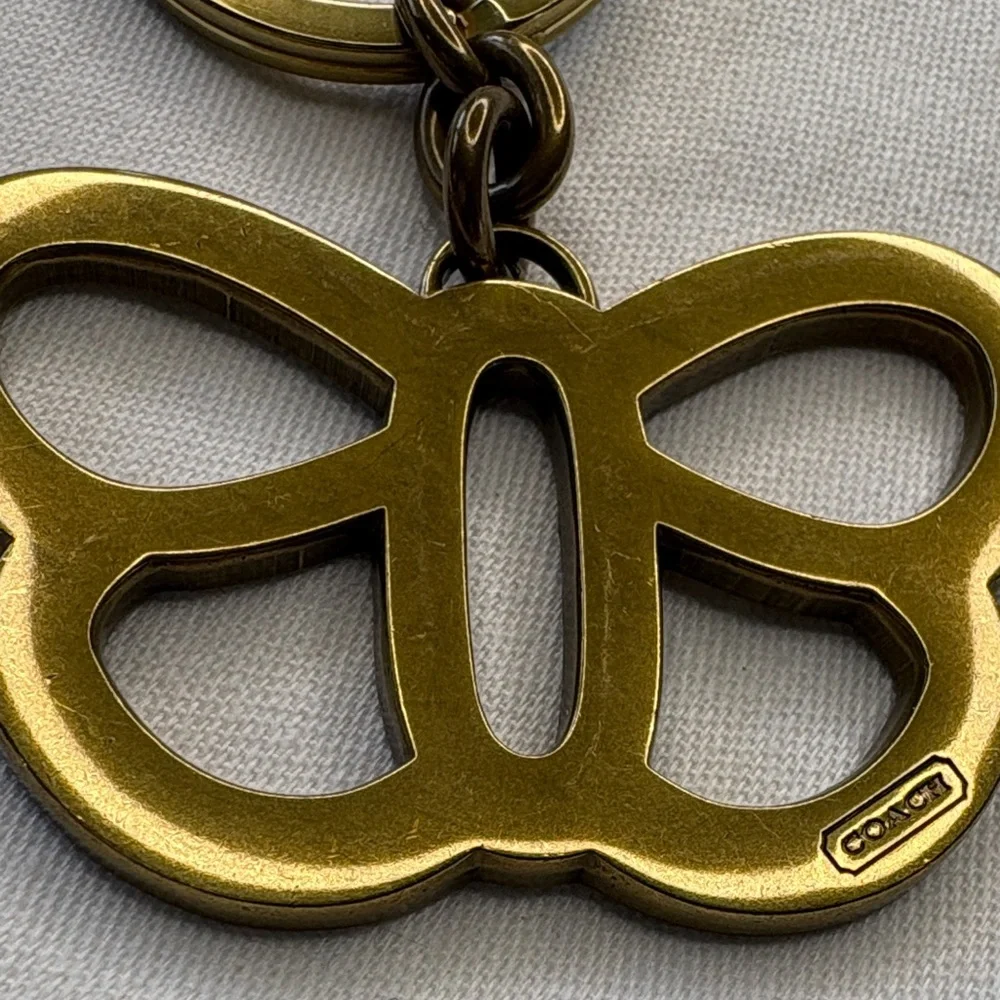 Coach Gold-Tone Butterfly Keychain Key Ring - Picture 2 of 7